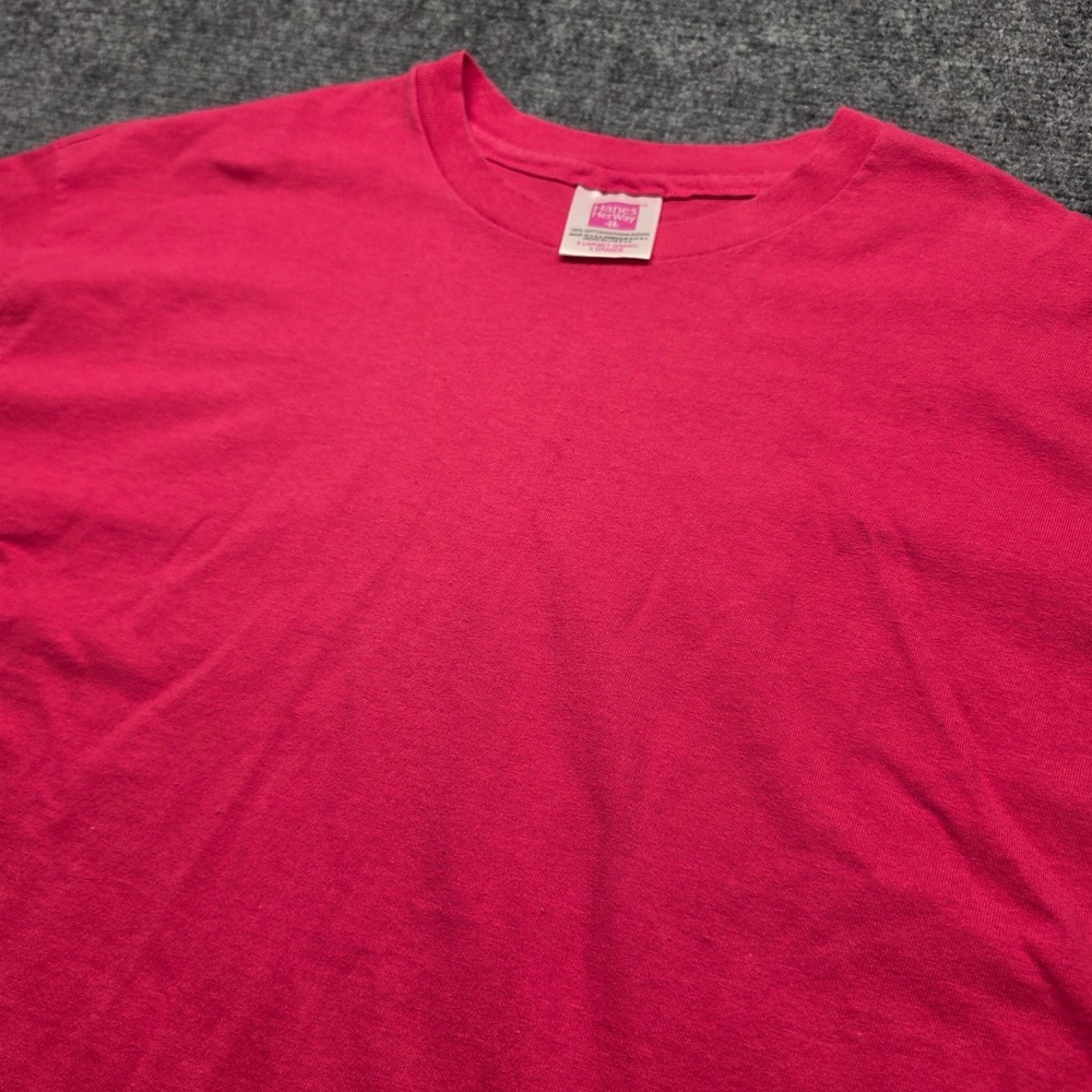 90s Hanes Her Way Pink Blank T Shirt Womens XL Made In USA Cotton Solid Tee